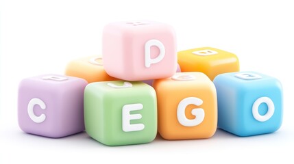 Pastel Alphabet Blocks Stacked for Kids Learning