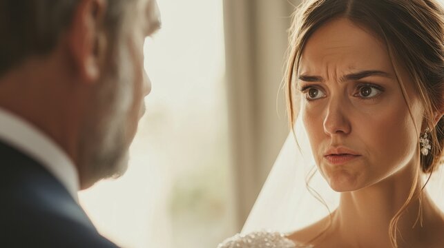 Family conflict over wedding planning decisions. Featuring frustration and differing opinions