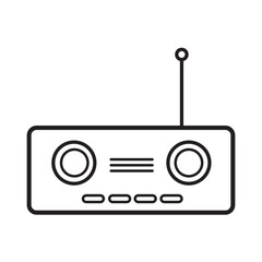 illustration of radio with two speaker and antenna outline