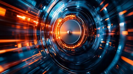 Obraz premium Abstract circular light trails, futuristic technology background.