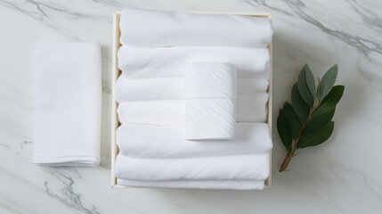 towels open white box top view