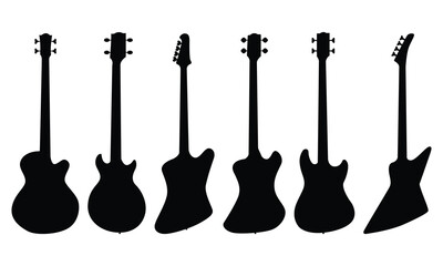 Collection of different shaped guitar and bass silhouettes