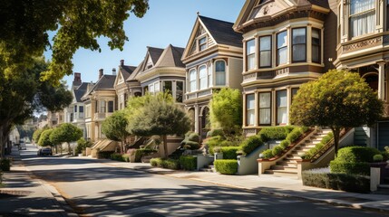 Obraz premium victorian houses on street