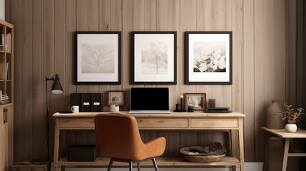 Fototapeta premium rustic home office wall mockup