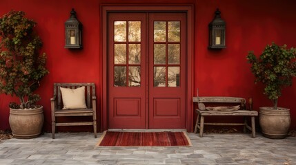 vintage front door red