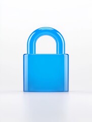 Fototapeta premium Translucent Blue Padlock Icon - A sleek, translucent blue padlock symbolizes security, privacy, protection, data safety, and access control. Clean and modern design