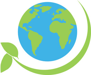 Save the planet, planet earth icon. Ecological protection of planet Earth. Background image, vector illustration, postcard, poster.