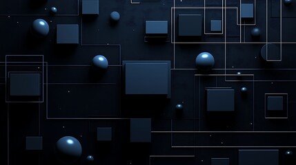 Dark abstract 3D shapes network