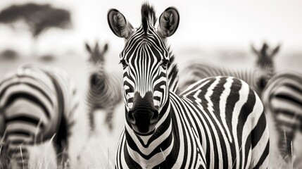 grazing black and white zebra