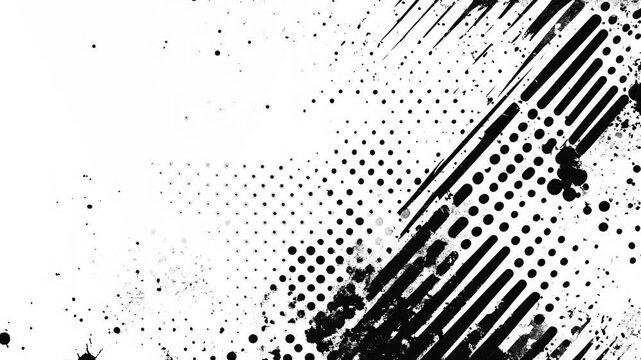 Dynamic stop motion animation with halftone dots and grunge textures. Great for creative backgrounds or design overlays