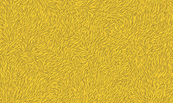 Top view on stylish fur textured in yellow color. Soft yellow fur and fluffy texture and natural wave patterns. Perfect for fashion, textile or creative background vector designs.