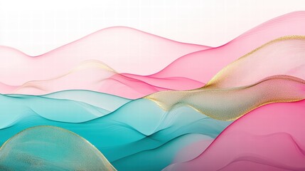 Obraz premium abstract pink and teal wave background with gold accents