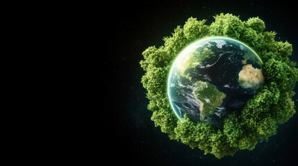 Green Planet Earth Surrounded by Lush Trees