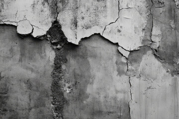 Obraz premium A brutalist-inspired grayscale background with cracked stone, deep crevices, and raw, uneven concrete textures. A perfect industrial aesthetic.