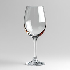 A crystal-clear wine glass with elegant details, white background, photorealistic