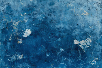 A cracked ice background with deep, transparent blue layers, scattered frost patterns, and delicate frozen textures.