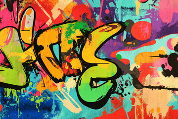 Obraz premium A cool graffiti-style 90s street art background with bold paint splatters, edgy stencils, and an urban vibe.
