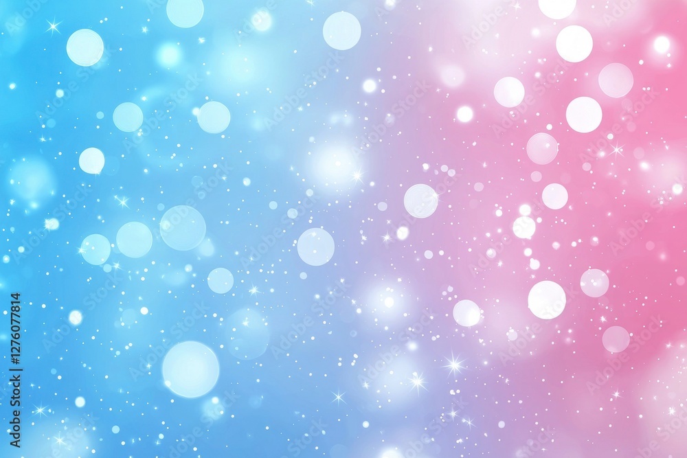 Wall mural soft blue and pink background with bokeh effect and sparkles