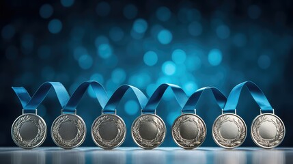 silver awards blue background
