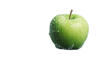 green apple with water drops