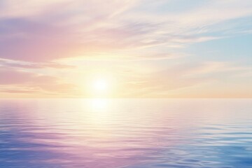 Fototapeta premium Serene Sunrise Over Tranquil Ocean With Soft Pastel Colors