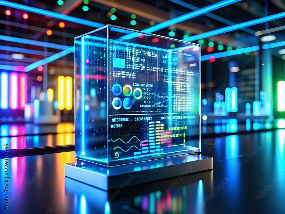 Poster ai machine learning coding: glass console reflecting data science