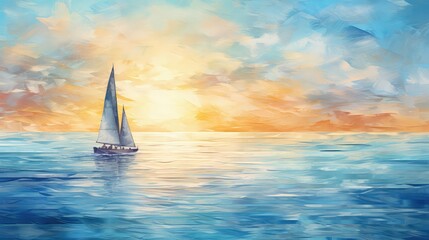 Fototapeta premium ocean sun water color