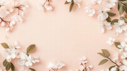 spring blossom frame peach background
