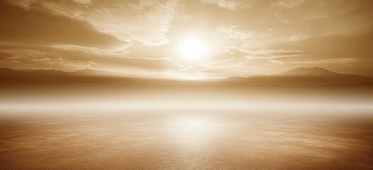 Obraz premium Serene Sunset Landscape Golden Hour Mountain View sky day fog calm rays mist water light