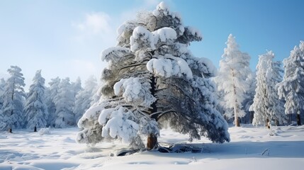 winter pine tree with snow
