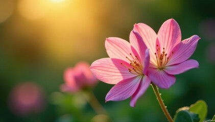 Fototapeta premium Delicate Adenophora flowers unfurl in morning light, flowers, gentle