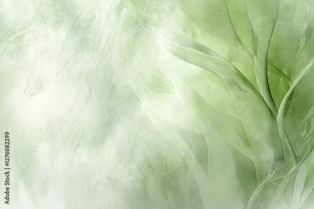 Wall mural soft green abstract background with gentle curves and textures