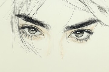 Fototapeta premium Artistic close-up drawing of captivating eyes with detailed features and expressive emotions captured on paper