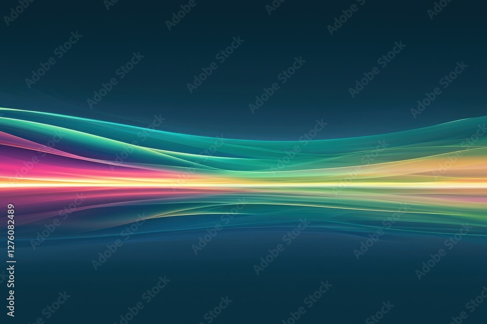 Canvas Prints vibrant abstract wavy lines with colorful blends and reflections
