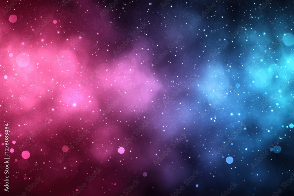 Wall mural vibrant cosmic background with colorful bokeh and stars effect