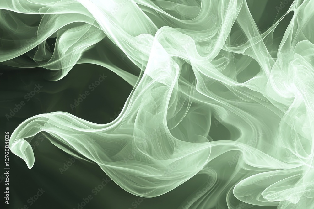 Canvas Prints ethereal green smoke patterns on dark background for creative projects
