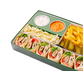 Healthy wrap meal box with sides for a balanced lunch experience
