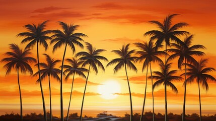 Obraz premium sunsilhouette palm tree home