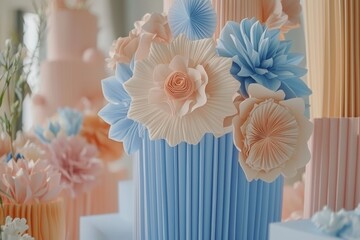 Obraz premium Elegant Paper Flowers in Pastel Colors for Spring Decoration