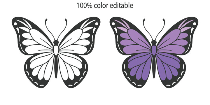 Butterfly bundle set silhouette vector illustration art design. Silhouette Butterflies Isolated. insects butterfly outline, tattoo, coloring, vector logo icon set on a white background.