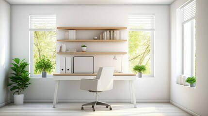 Fototapeta premium desk white wall office