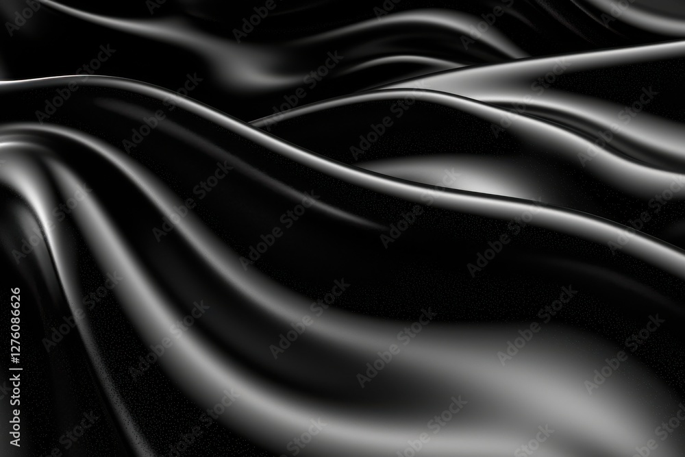 Wall mural elegant black fabric texture with smooth waves and soft curves