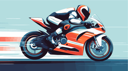 Illustration of a sports motorcycle. Motorcycle racer. Motorcyclist. Riding a motorcycle.