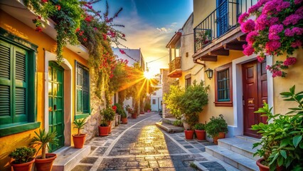 Fototapeta premium Authentic Greece: Sun-Drenched Streets and Timeless Beauty