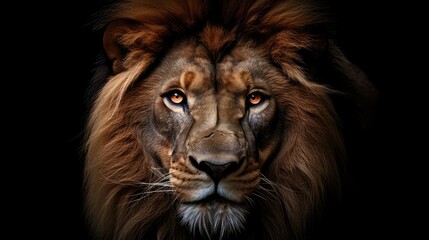 Fototapeta premium regal lion black background