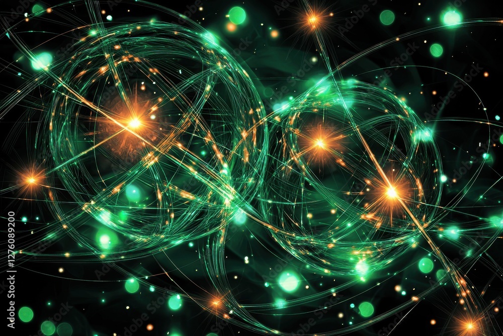 Canvas Prints cosmic energy flow with abstract lights and green background design