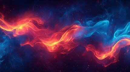 Red and Blue Cosmic Nebula Swirling Energy