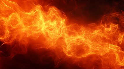Fototapeta premium Fiery orange smoke, dark background