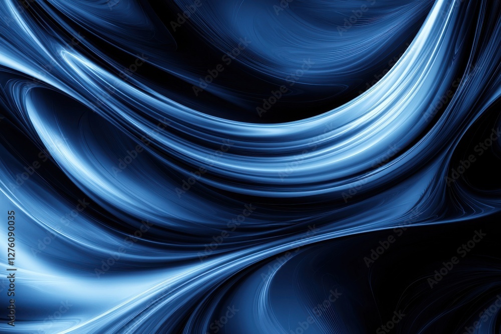 Wall mural abstract blue wave pattern with smooth flowing lines and curves