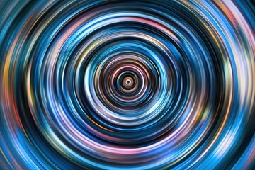 Abstract Circular Motion of Colorful Swirls in Blue Tones